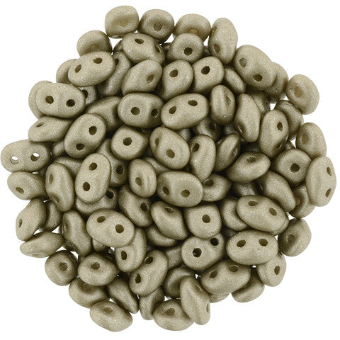 SuperDuo 2 x 5mm Satin Metallic Khaki 2-Hole Seed Bead 2.5-Inch Tube