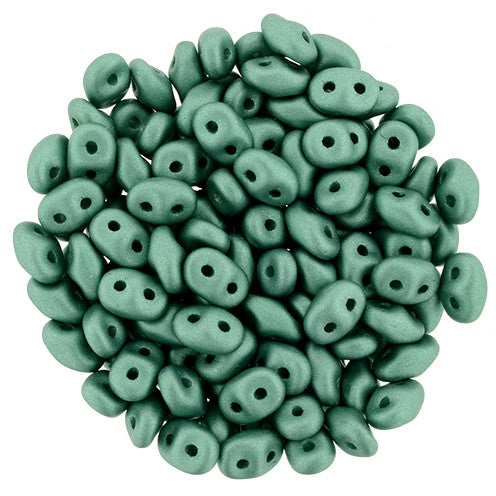 SuperDuo 2 x 5mm Satin Metallic Teal 2-Hole Seed Bead 2.5-Inch Tube