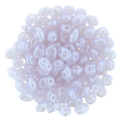 SuperDuo 2 x 5mm Luster - Milky Lavender 2-Hole Seed Bead 2.5-Inch Tube