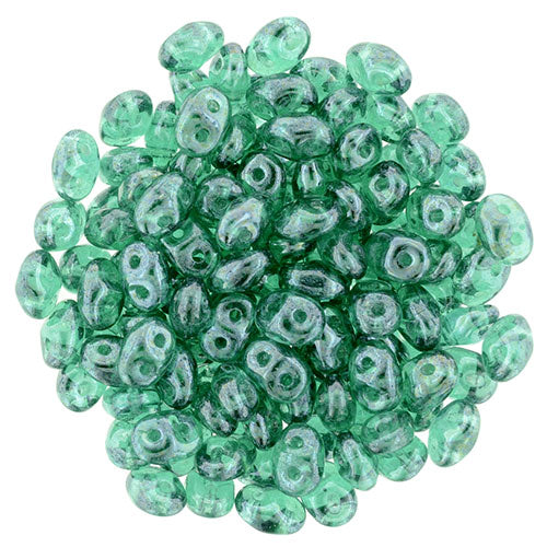 SuperDuo 2 x 5mm Luster - Emerald 2-Hole Seed Bead 2.5-Inch Tube