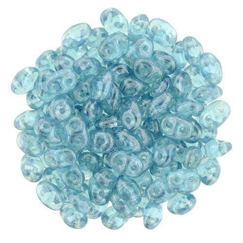 SuperDuo 2 x 5mm Luster - Aquamarine 2-Hole Seed Bead 2.5-Inch Tube