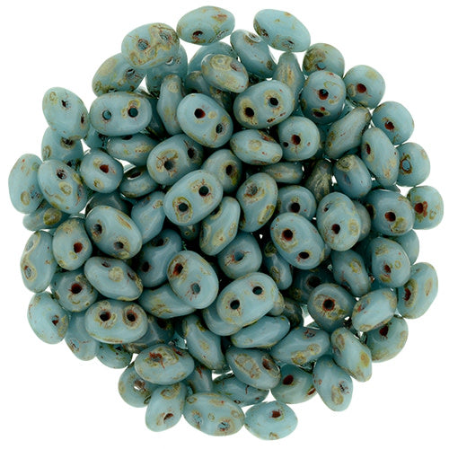 SuperDuo 2 x 5mm Opaque Lt Blue - Picasso 2-Hole Seed Bead 2.5-Inch Tube