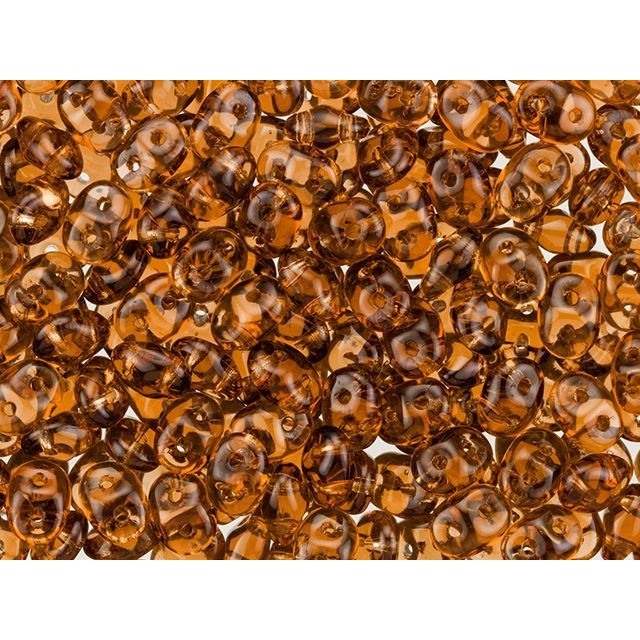 SuperDuo 2 x 5mm 2-Hole Smoky Topaz Seed Bead, 2.5 Inch Tube