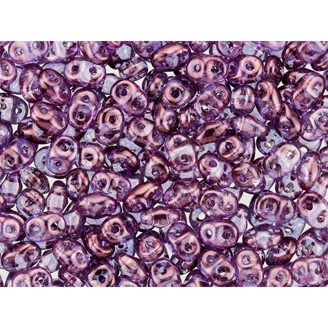 SuperDuo 2 x 5mm 2-Hole Transparent Amethyst Luster Seed Bead 2.5-Inch Tube