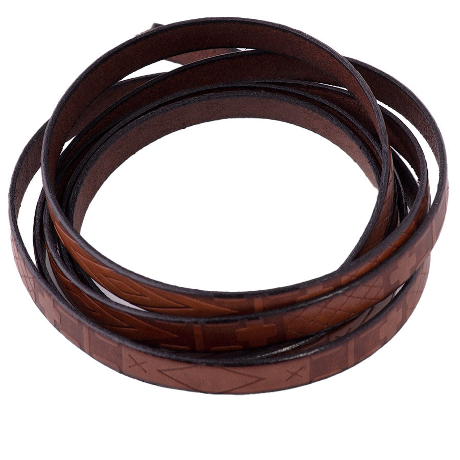 10mm Embossed South Western Leather - Brown