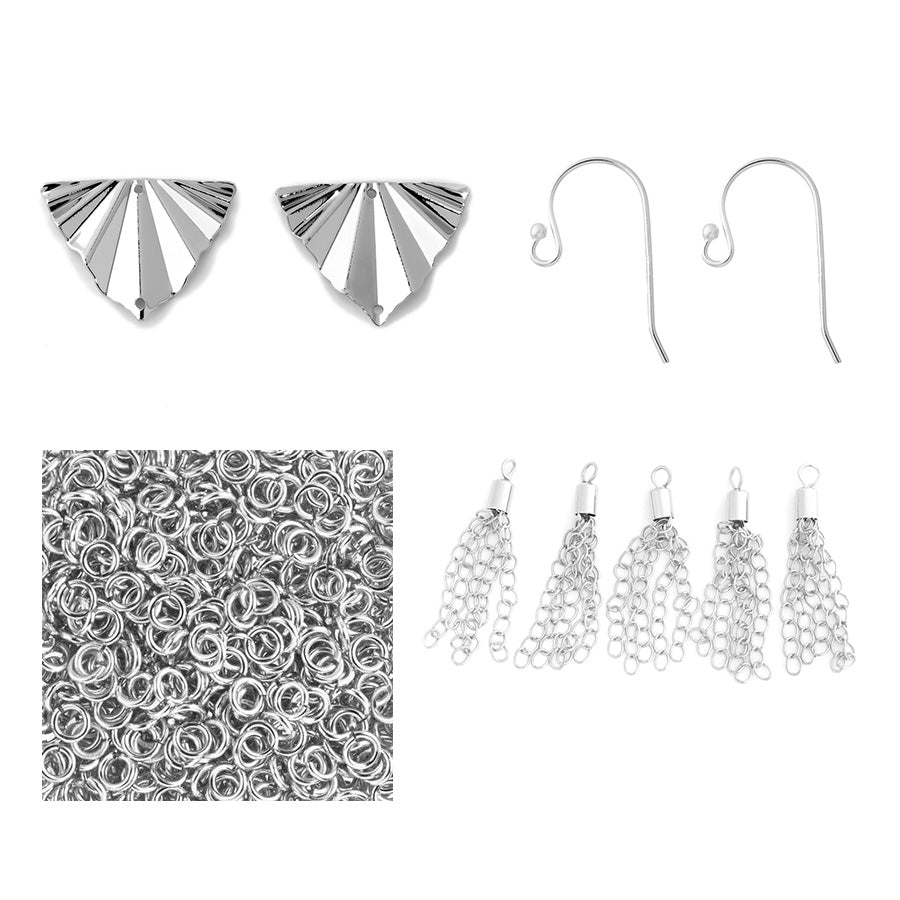 INSTRUCTIONS for DIY Art Deco Fan Earrings - Silver