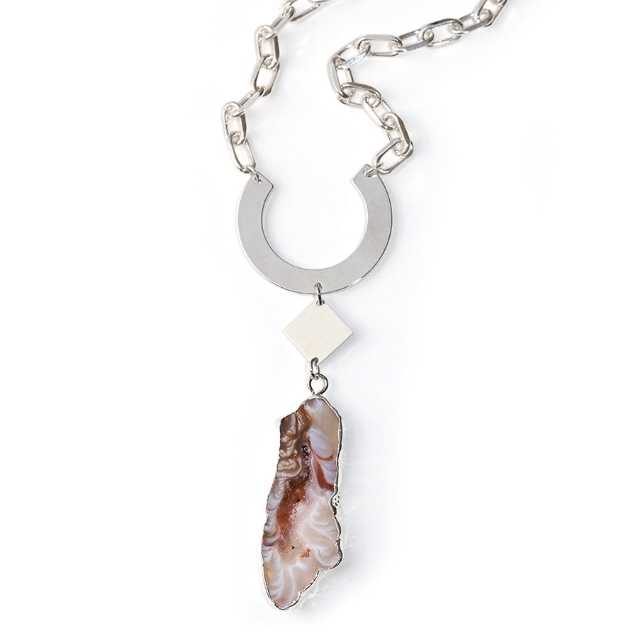 INSTRUCTIONS for DIY Shape Shifter Agate Necklace - Silver