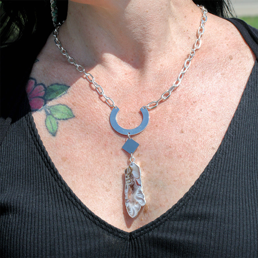 INSTRUCTIONS for DIY Shape Shifter Agate Necklace - Silver
