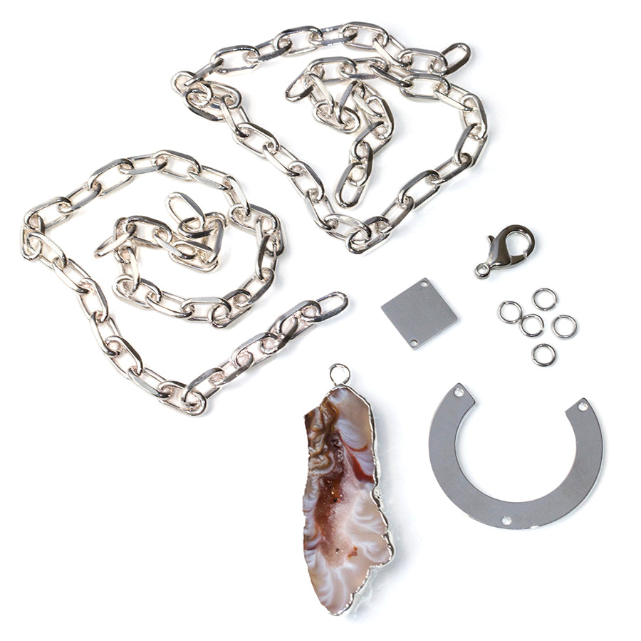 DIY Shape Shifter Agate Necklace - Silver