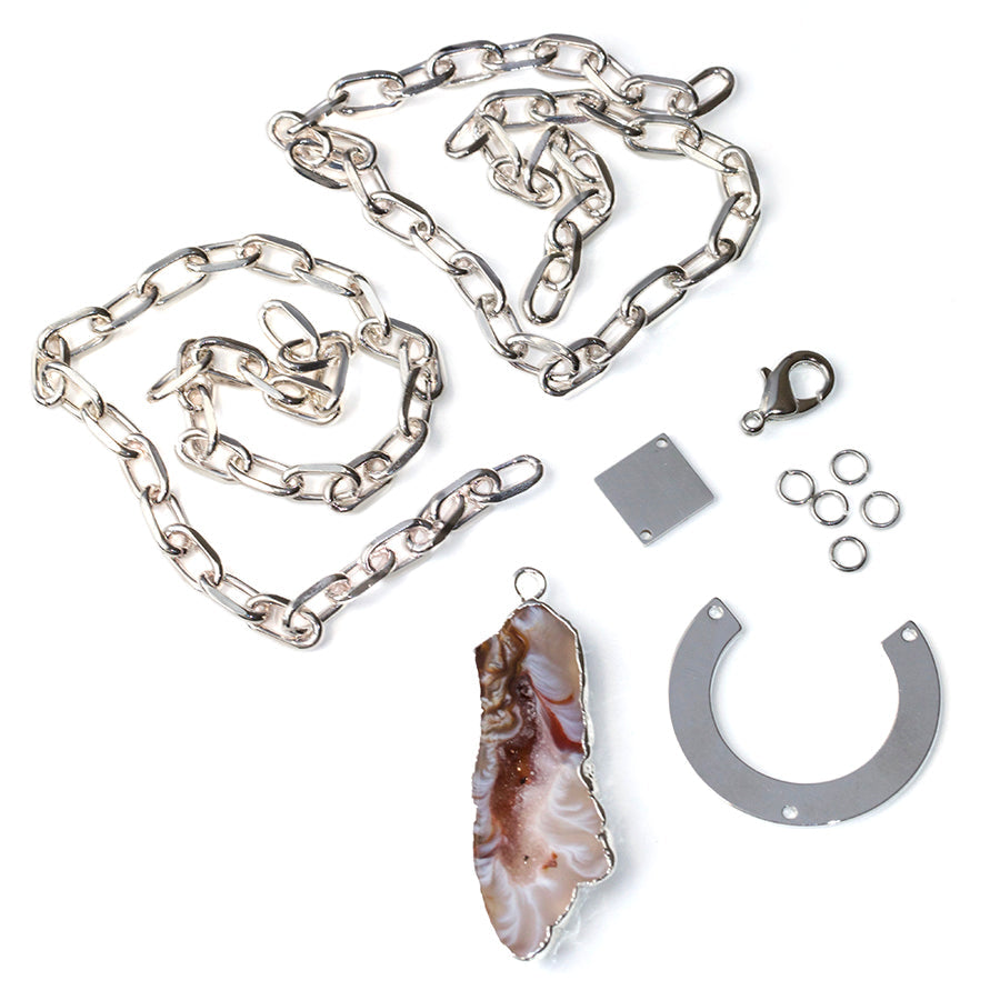 INSTRUCTIONS for DIY Shape Shifter Agate Necklace - Silver