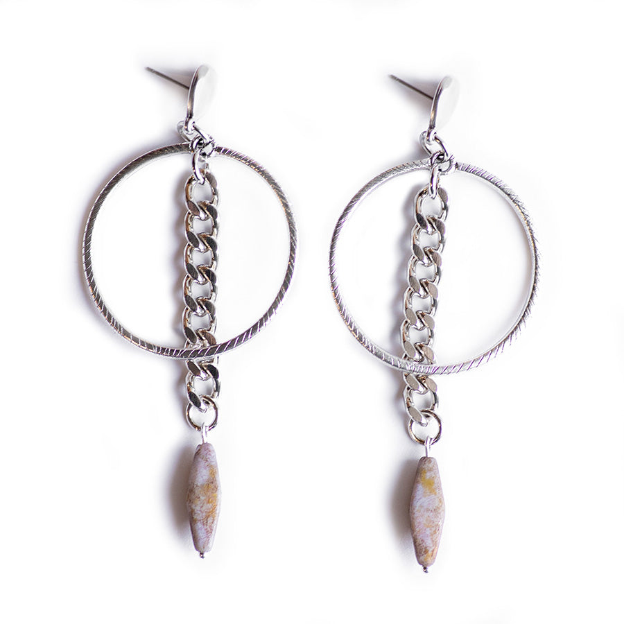 DIY Rhombus Czech Glass Bead Earrings – Silver and Lavender