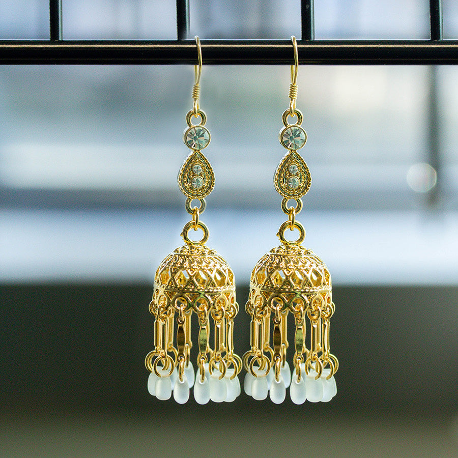 DIY Boudoir Lampshade Earrings - Matte Crystal and Gold