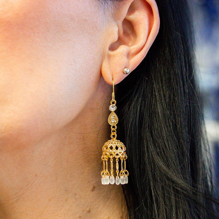 DIY Boudoir Lampshade Earrings - Matte Crystal and Gold