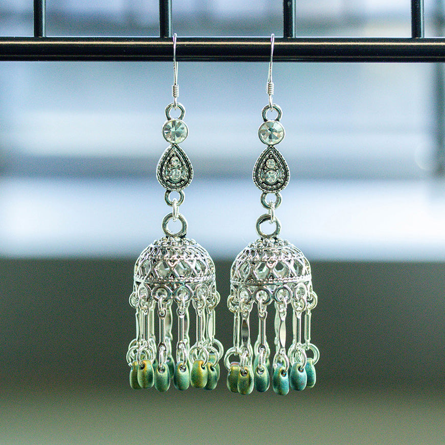 INSTRUCTIONS for DIY Boudoir Lampshade Earrings - Matte Green and Silver