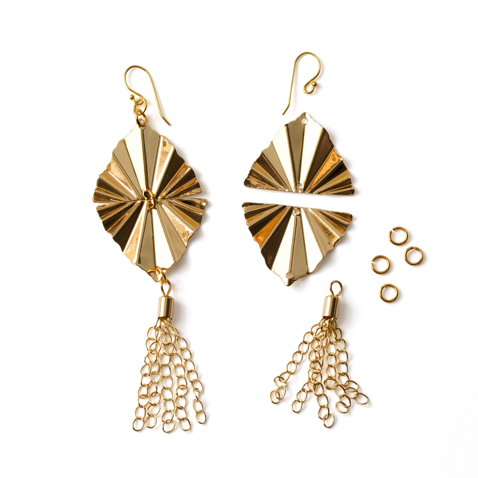 DIY Art Deco Fan Earrings - Gold