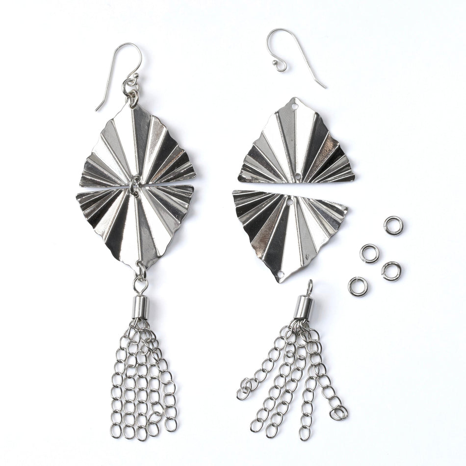 INSTRUCTIONS for DIY Art Deco Fan Earrings - Silver