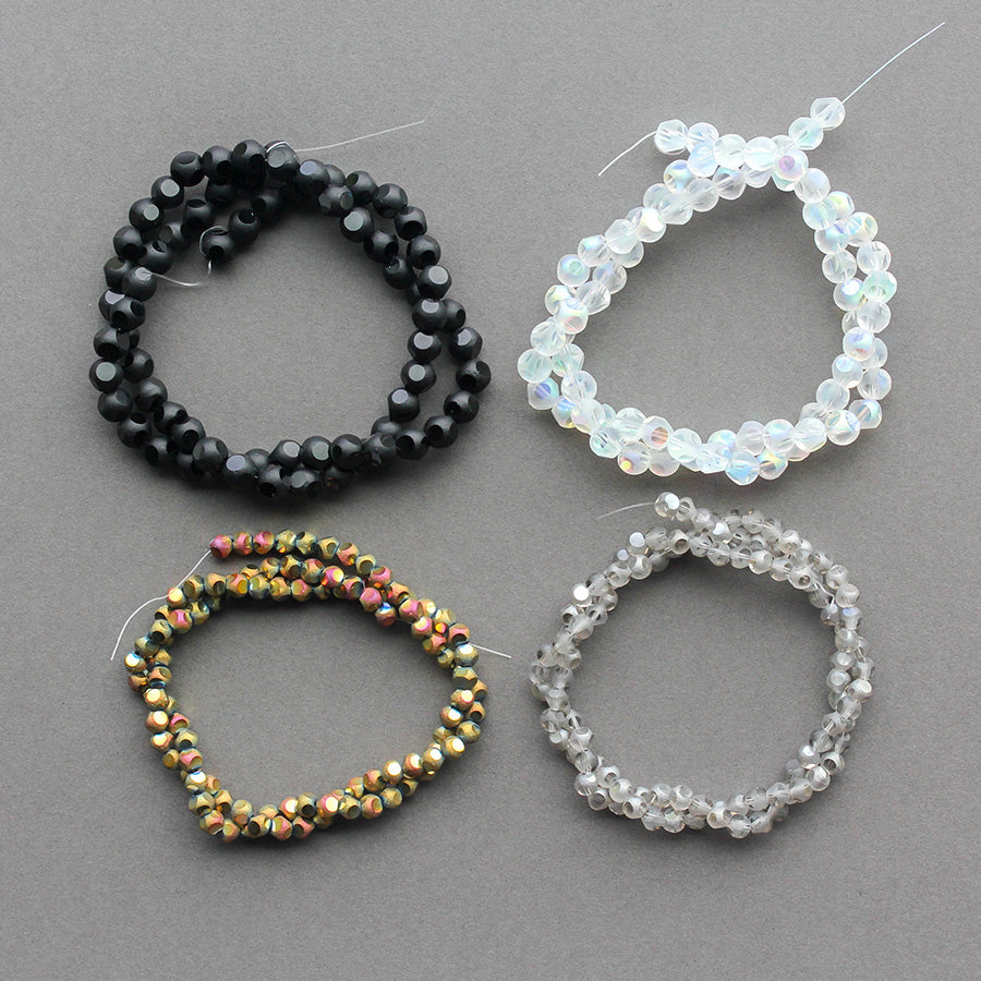 Six Dot Glass Bead Bundle- 4 Strand Set