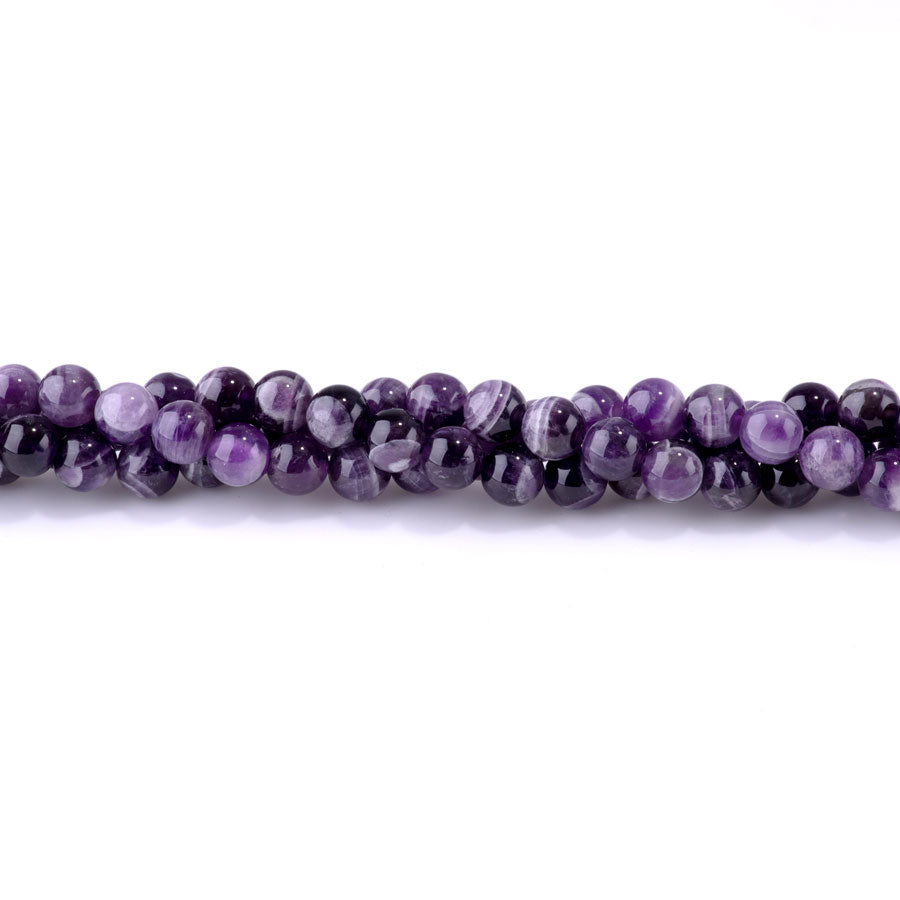 Dog Teeth Amethyst Chevron 10mm Round AA Grade - 15-16 Inch