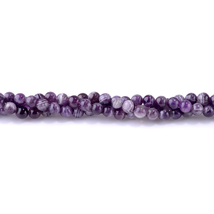 Dog Teeth Amethyst Chevron 8mm Round AA Grade - 15-16 Inch