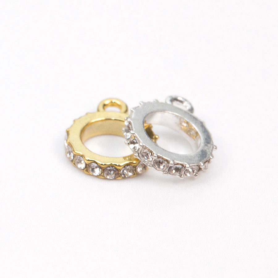 12mm Gold Plated Rhinestone Ring with Loop