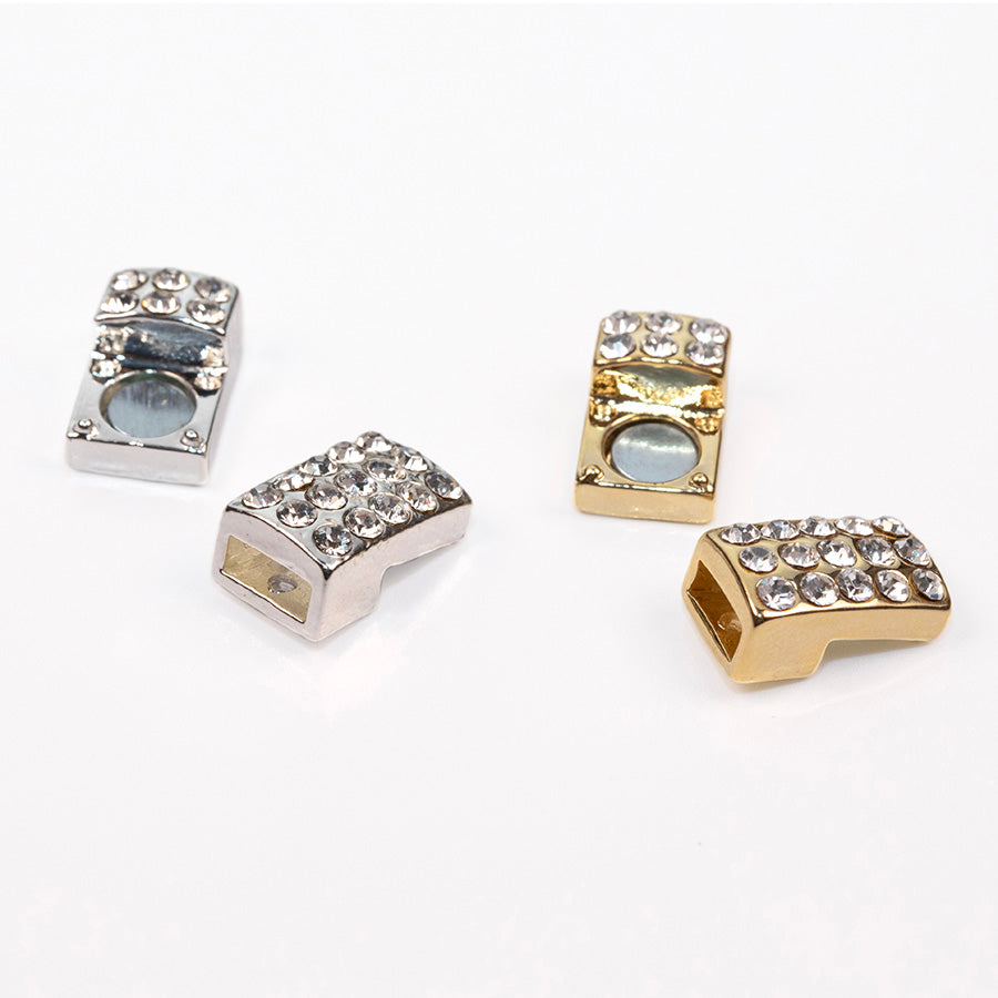 Silver Rhinestone Magnetic Clasp for 5mm Flat Leather