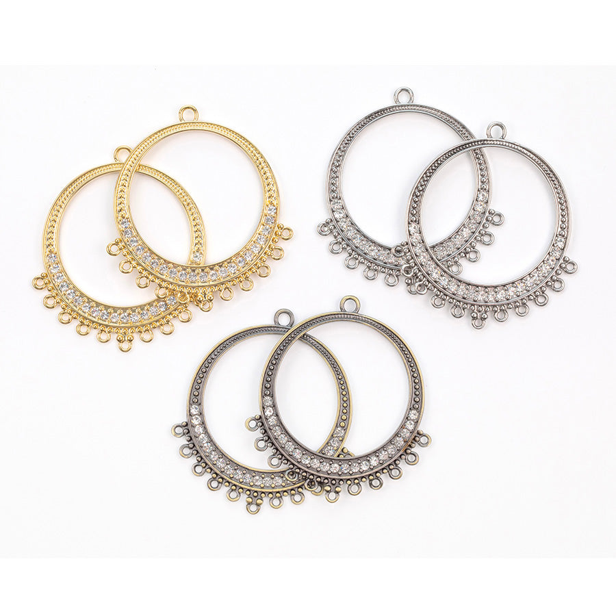 48x44mm Crystal Embellished Multi Loop Hoop Component in Gold Plating from the Glam Collection (1 Pair)