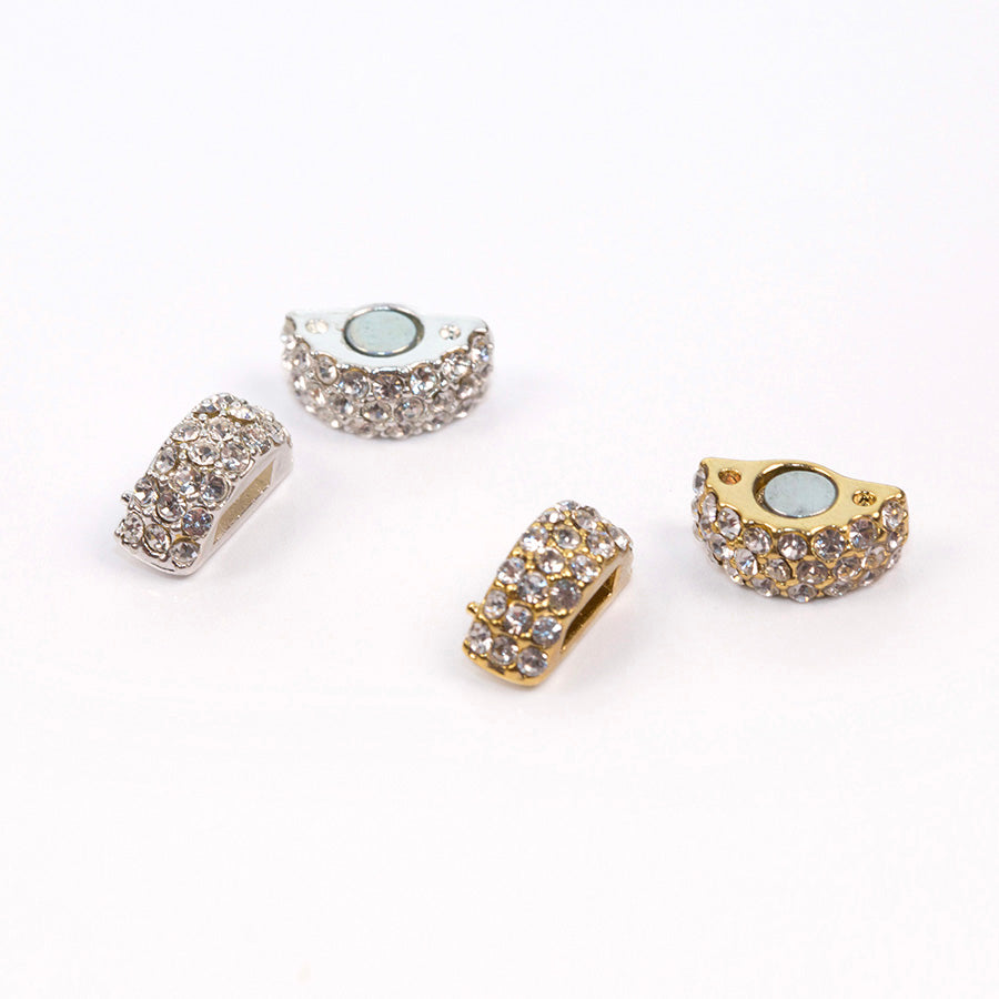 Small Gold Rhinestone Magnetic Clasp for 5mm Flat Leather