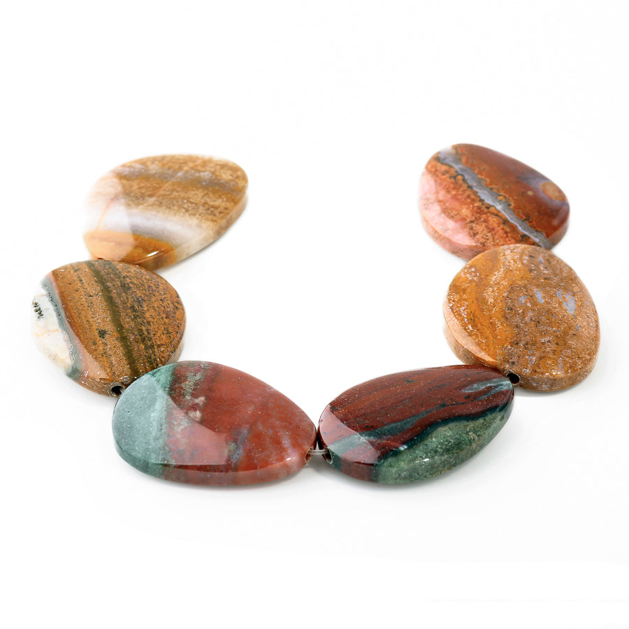 Kabamby Ocean Jasper 25-35mm Free Form Oval 8-Inch