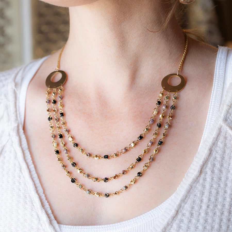 Mahal 3 Layer Adjustable Necklace Kit - Golden Stoneware