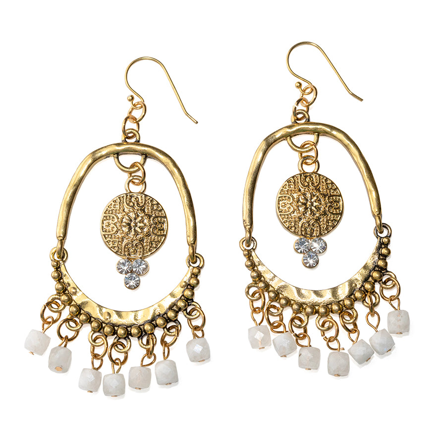 Chandelier Swing Gemstone Earring Kits - Moonstone and Gold