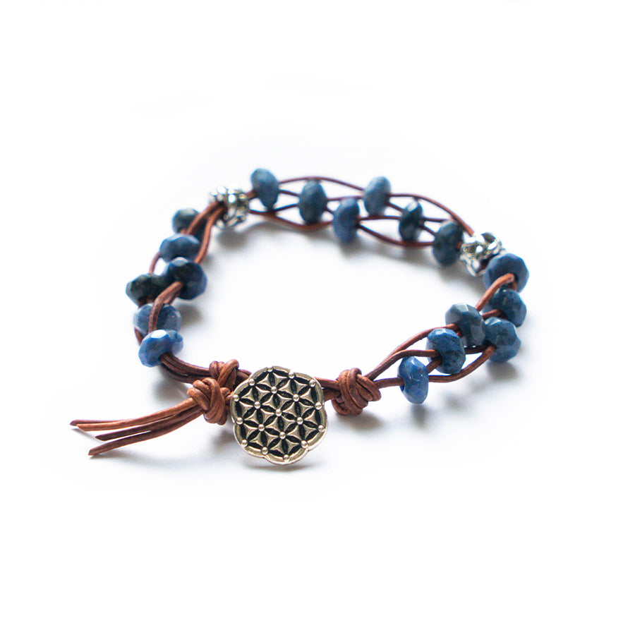Stone Step Leather Bracelet Kit with Dakota Stones Gemstones - Sunset Dumortierite and Brown