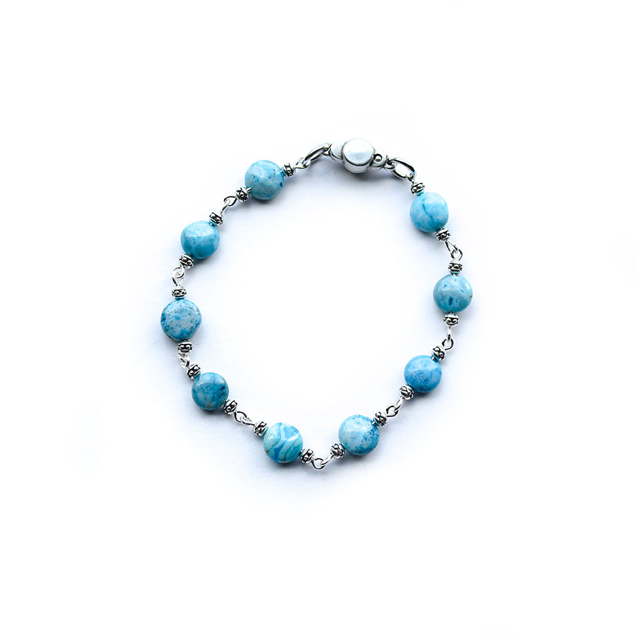 Treasure Trove Gemstone Coin Bracelet Kit - Silver with Blue Crazy Lace Agate