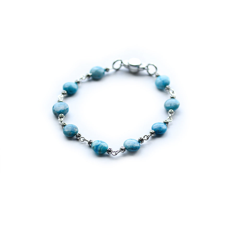 Treasure Trove Gemstone Coin Bracelet Kit - Silver with Blue Crazy Lace Agate