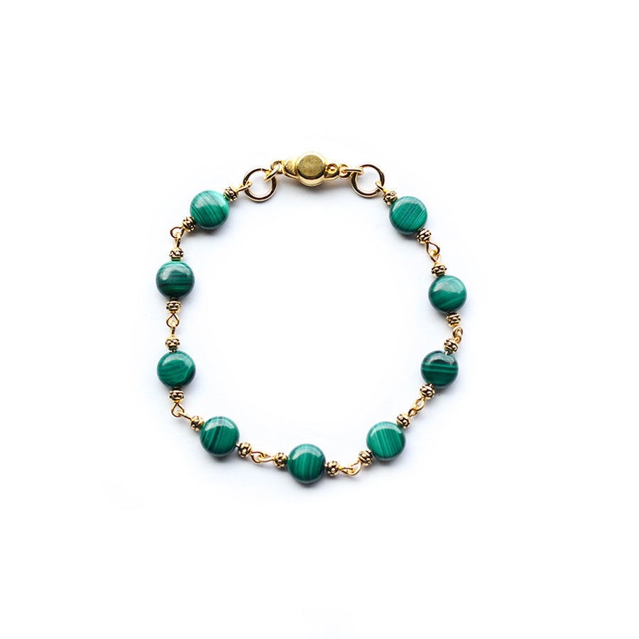 Treasure Trove Gemstone Coin Bracelet Kit - Gold with Malachite