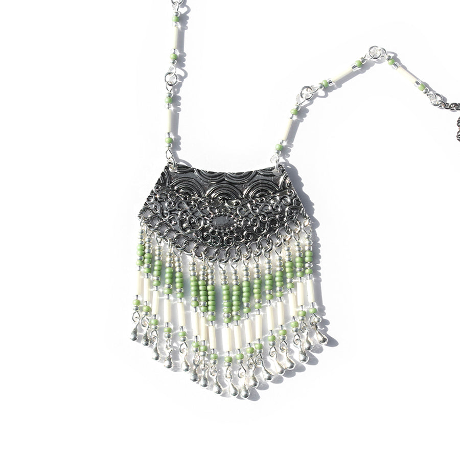 Cortina Fringe Bib Necklace Kit Limited Edition - Olive and Cream