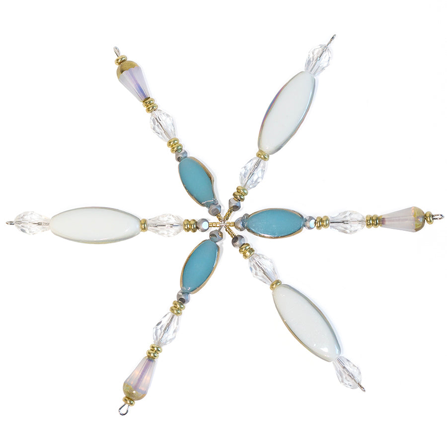 White and Blue Pressed Glass Snowflake Ornament Kit - Limited Edition
