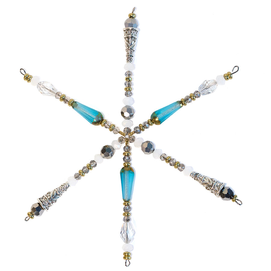 Blue Czech Glass Drops Snowflake Ornament Kit - Limited Edition