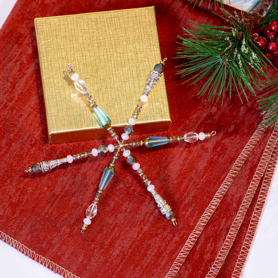 Blue Czech Glass Drops Snowflake Ornament Kit - Limited Edition