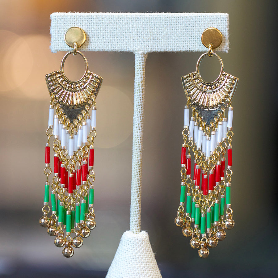 Holiday Fringe Earrings Kit - Green, Red, and White