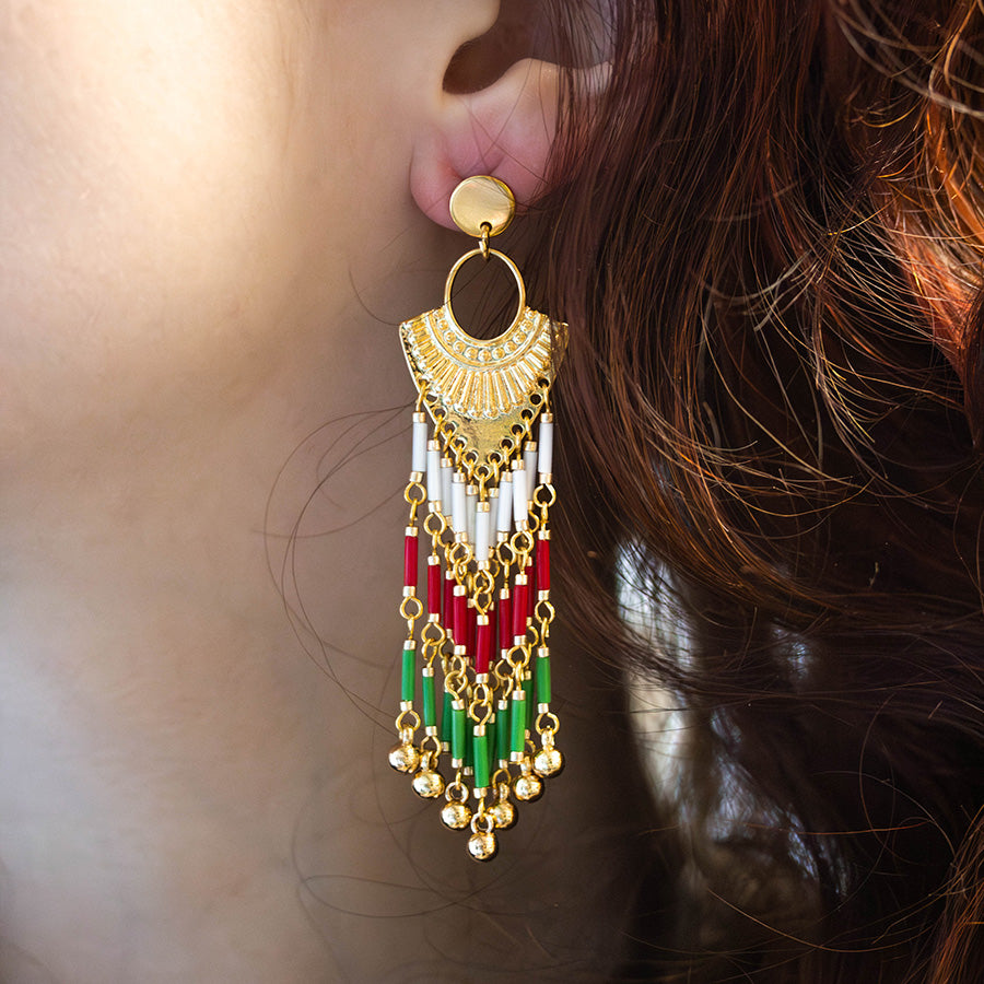 Holiday Fringe Earrings Kit - Green, Red, and White