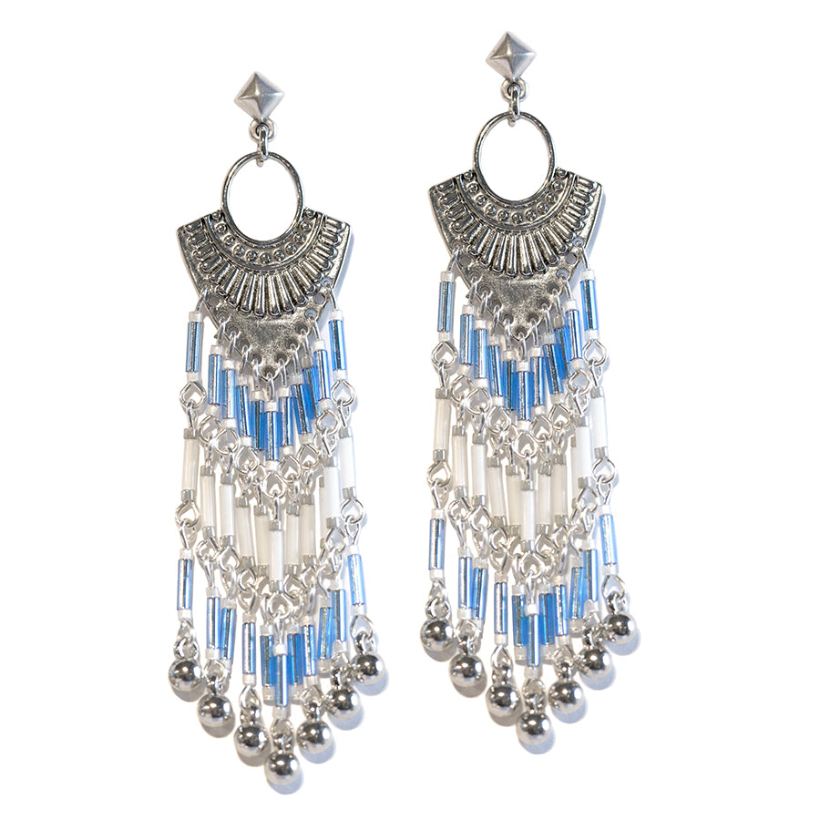 Holiday Fringe Earrings Kit - Blue and White