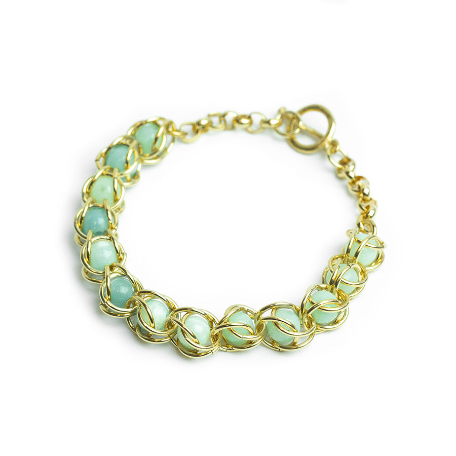 Captured Chain Maille Bracelet - Gold and Amazonite