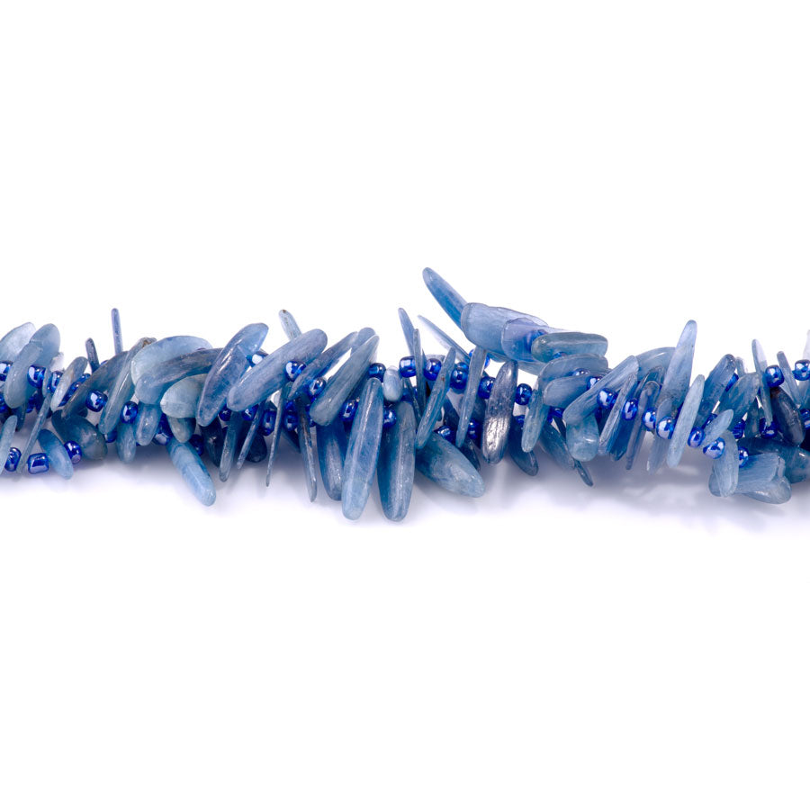 Blue Kyanite 5x10-20mm Top Drill Teeth - 15-16 Inch