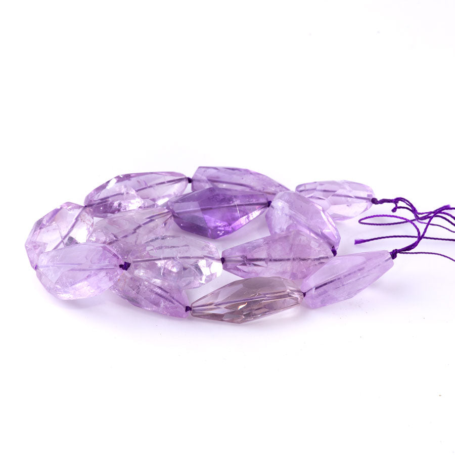 Lavender Amethyst 20-35mm Freeform Nugget Faceted - 15-16 Inch