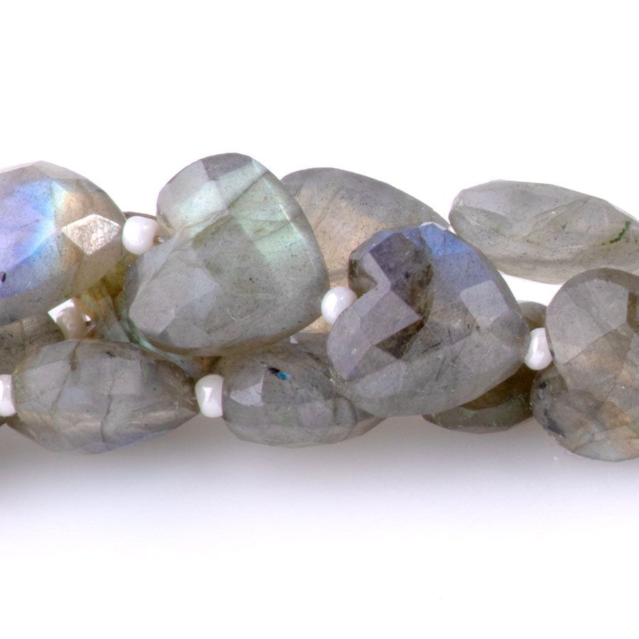 Labradorite 10mm Heart Faceted - 8 Inch