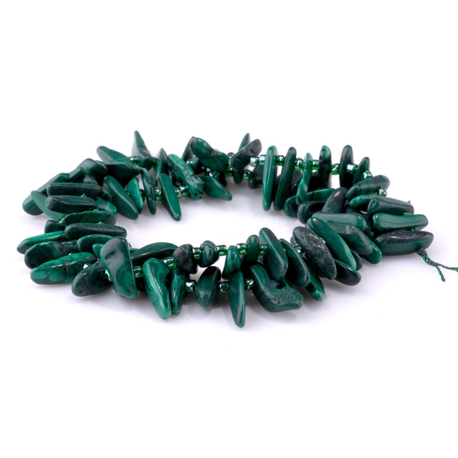 Malachite 5x10-20mm Top Drill Teeth - 15-16 Inch