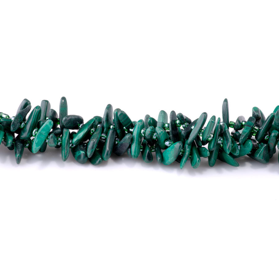 Malachite 5x10-20mm Top Drill Teeth - 15-16 Inch