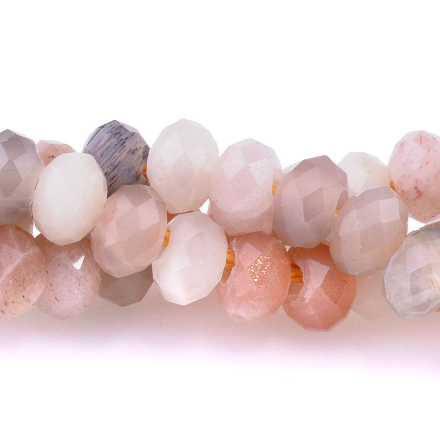 Rainbow Moonstone Natural 4X6mm Rondelle Faceted - Large Hole Beads