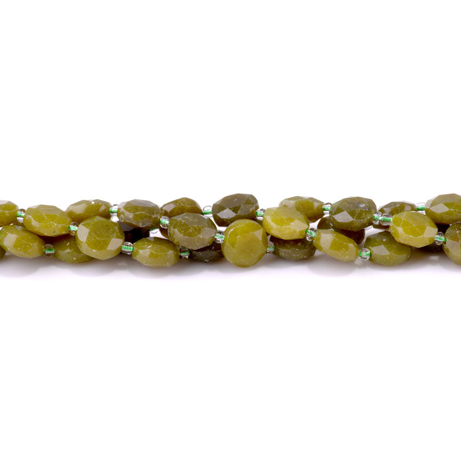 Dark Olive Jade 12mm Star Cut Coin - 15-16 Inch