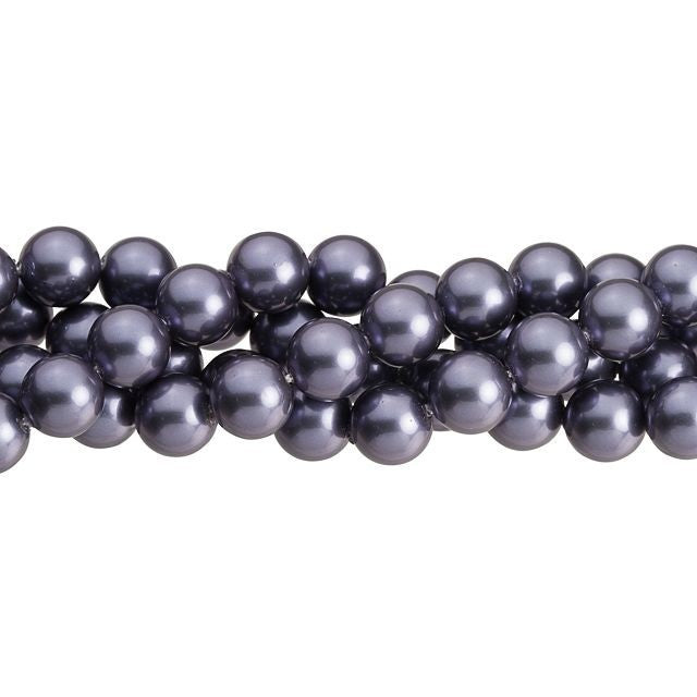 8mm Dark Gray Round Mother of Pearl Bead Strand